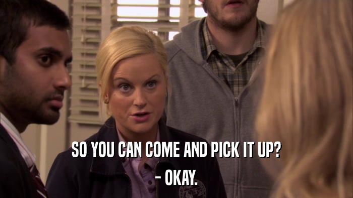 SO YOU CAN COME AND PICK IT UP? - OKAY. 