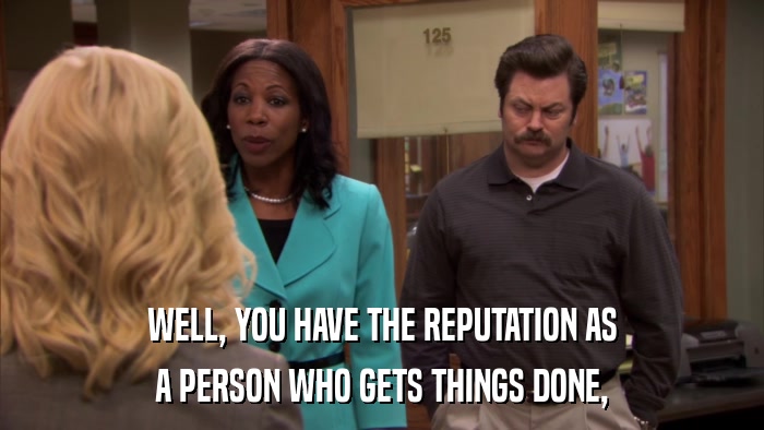 WELL, YOU HAVE THE REPUTATION AS A PERSON WHO GETS THINGS DONE, 