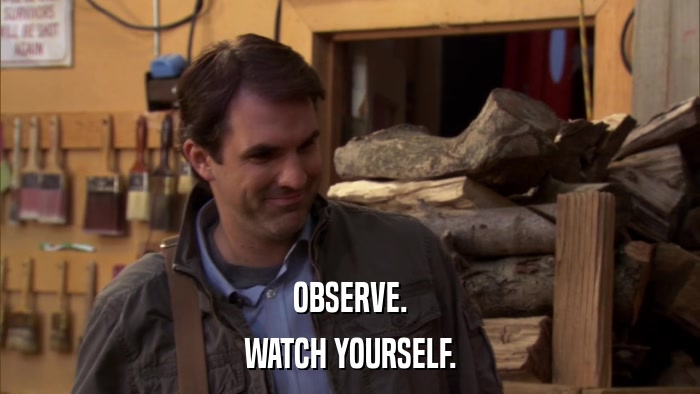OBSERVE. WATCH YOURSELF. 
