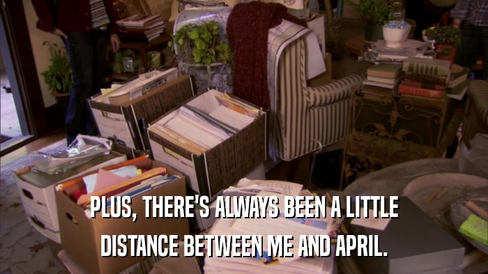 PLUS, THERE'S ALWAYS BEEN A LITTLE DISTANCE BETWEEN ME AND APRIL. 