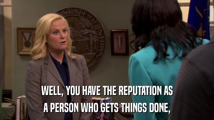 WELL, YOU HAVE THE REPUTATION AS A PERSON WHO GETS THINGS DONE, 
