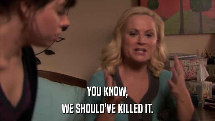 YOU KNOW, WE SHOULD'VE KILLED IT. 