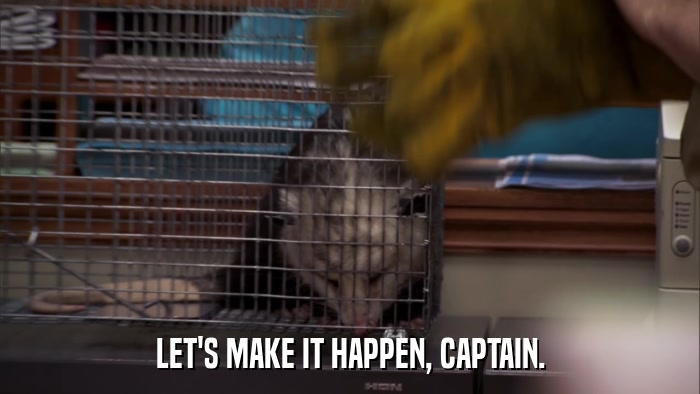 LET'S MAKE IT HAPPEN, CAPTAIN.  