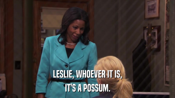 LESLIE, WHOEVER IT IS, IT'S A POSSUM. 