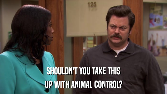 SHOULDN'T YOU TAKE THIS UP WITH ANIMAL CONTROL? 