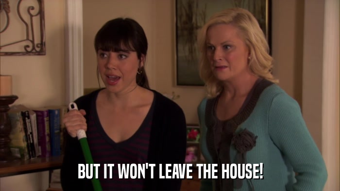 BUT IT WON'T LEAVE THE HOUSE!  