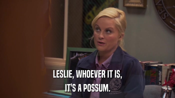 LESLIE, WHOEVER IT IS, IT'S A POSSUM. 