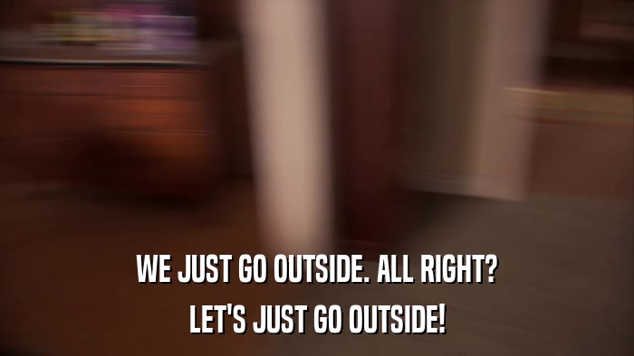 WE JUST GO OUTSIDE. ALL RIGHT? LET'S JUST GO OUTSIDE! 