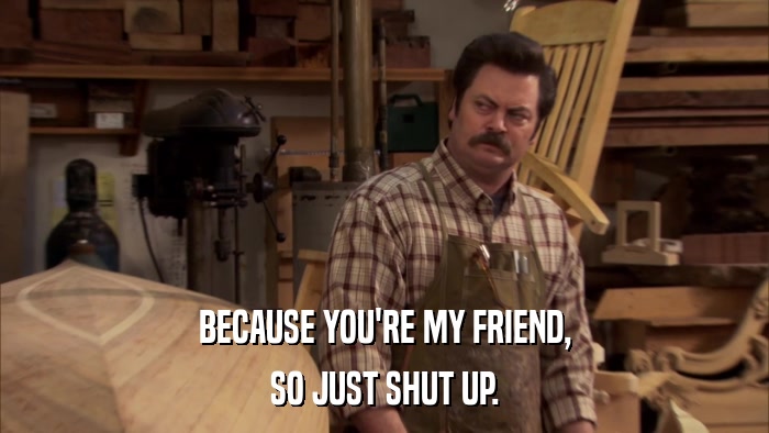 BECAUSE YOU'RE MY FRIEND, SO JUST SHUT UP. 