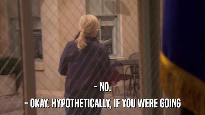 - NO. - OKAY. HYPOTHETICALLY, IF YOU WERE GOING 