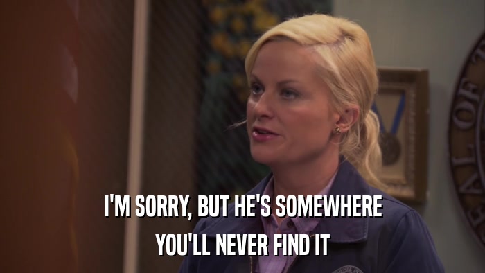 I'M SORRY, BUT HE'S SOMEWHERE YOU'LL NEVER FIND IT 