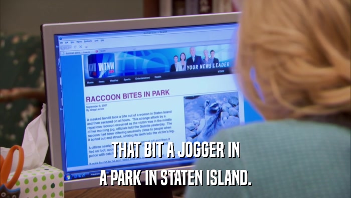 THAT BIT A JOGGER IN A PARK IN STATEN ISLAND. 