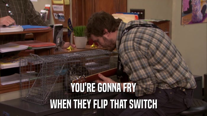 YOU'RE GONNA FRY WHEN THEY FLIP THAT SWITCH 