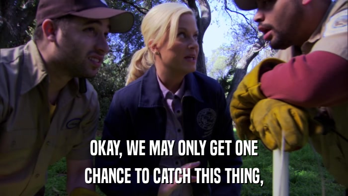 OKAY, WE MAY ONLY GET ONE CHANCE TO CATCH THIS THING, 
