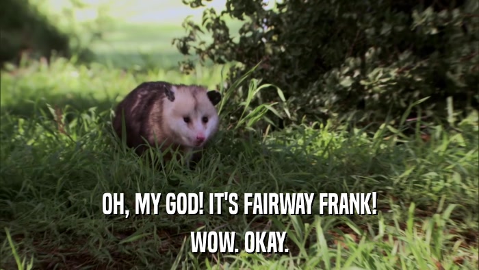 OH, MY GOD! IT'S FAIRWAY FRANK! WOW. OKAY. 