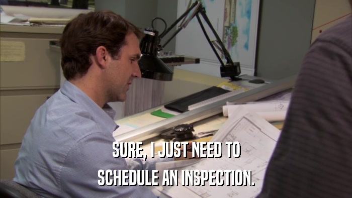 SURE, I JUST NEED TO SCHEDULE AN INSPECTION. 