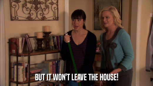 BUT IT WON'T LEAVE THE HOUSE!  