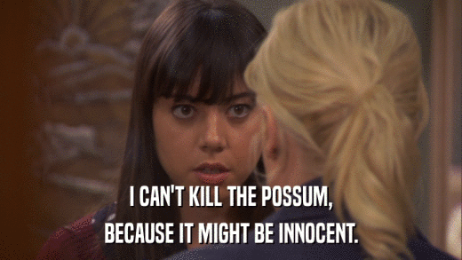 I CAN'T KILL THE POSSUM, BECAUSE IT MIGHT BE INNOCENT. 