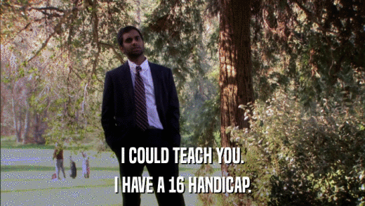 I COULD TEACH YOU. I HAVE A 16 HANDICAP. 