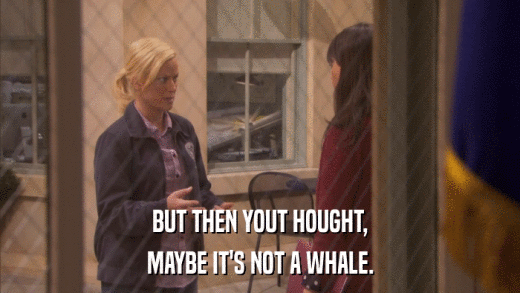 BUT THEN YOUT HOUGHT, MAYBE IT'S NOT A WHALE. 