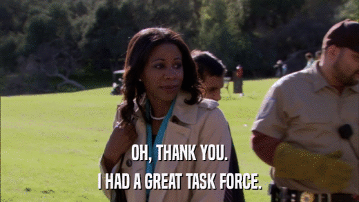 OH, THANK YOU. I HAD A GREAT TASK FORCE. 