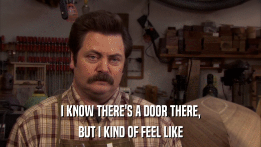 I KNOW THERE'S A DOOR THERE, BUT I KIND OF FEEL LIKE 