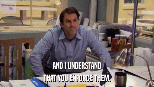 AND I UNDERSTAND THAT YOU ENFORCE THEM. 