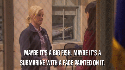 MAYBE IT'S A BIG FISH. MAYBE IT'S A SUBMARINE WITH A FACE PAINTED ON IT. 