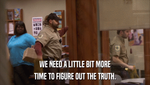 WE NEED A LITTLE BIT MORE TIME TO FIGURE OUT THE TRUTH. 