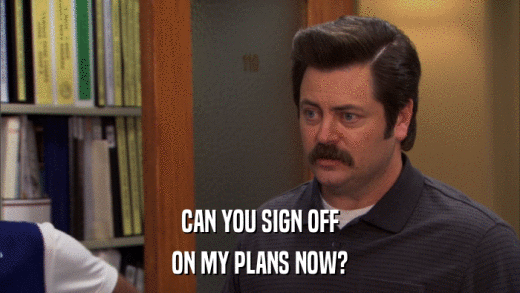 CAN YOU SIGN OFF ON MY PLANS NOW? 