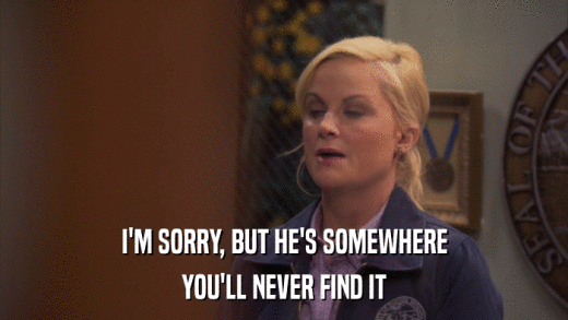 I'M SORRY, BUT HE'S SOMEWHERE YOU'LL NEVER FIND IT 