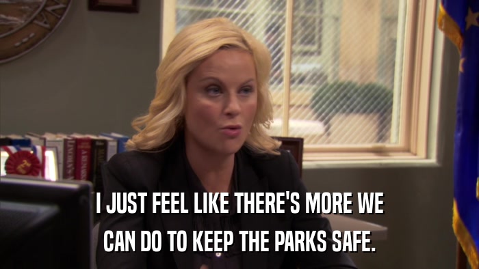 I JUST FEEL LIKE THERE'S MORE WE CAN DO TO KEEP THE PARKS SAFE. 