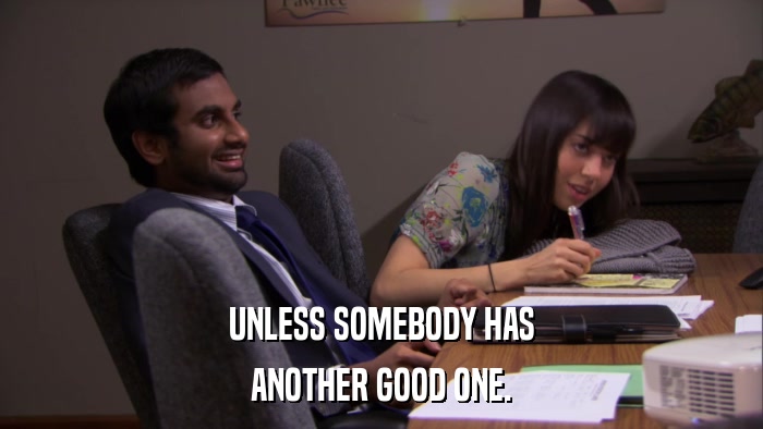 UNLESS SOMEBODY HAS ANOTHER GOOD ONE. 