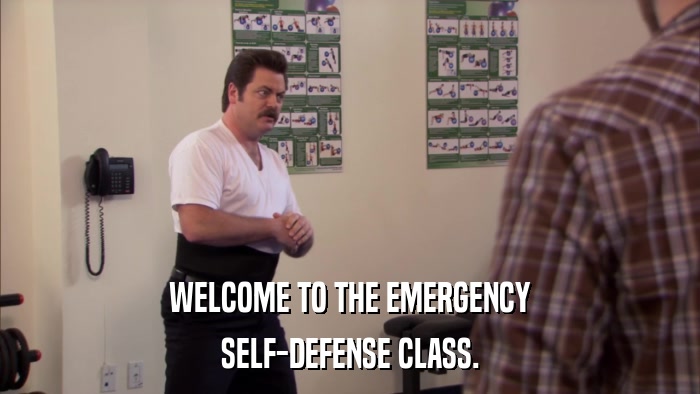 WELCOME TO THE EMERGENCY SELF-DEFENSE CLASS. 
