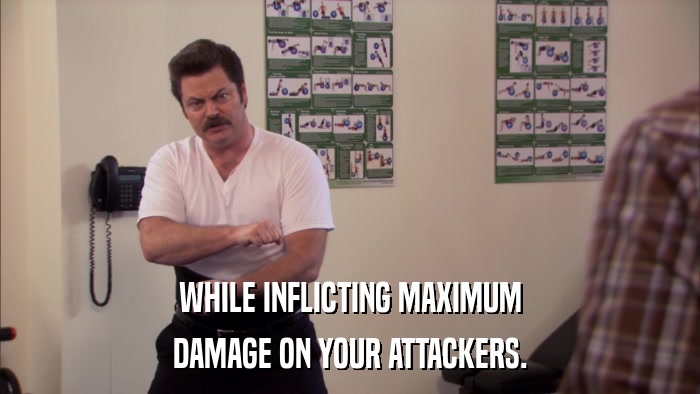 WHILE INFLICTING MAXIMUM DAMAGE ON YOUR ATTACKERS. 