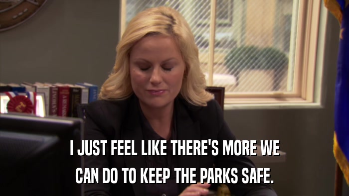 I JUST FEEL LIKE THERE'S MORE WE CAN DO TO KEEP THE PARKS SAFE. 