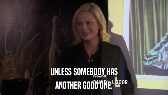 UNLESS SOMEBODY HAS ANOTHER GOOD ONE. 