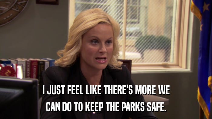 I JUST FEEL LIKE THERE'S MORE WE CAN DO TO KEEP THE PARKS SAFE. 