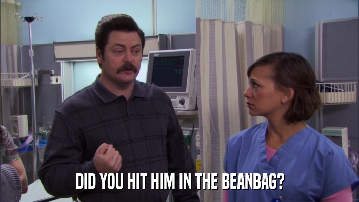 DID YOU HIT HIM IN THE BEANBAG?  