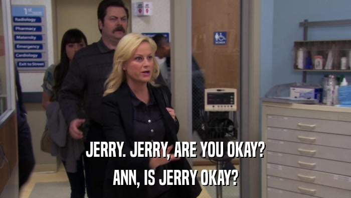 JERRY. JERRY, ARE YOU OKAY? ANN, IS JERRY OKAY? 