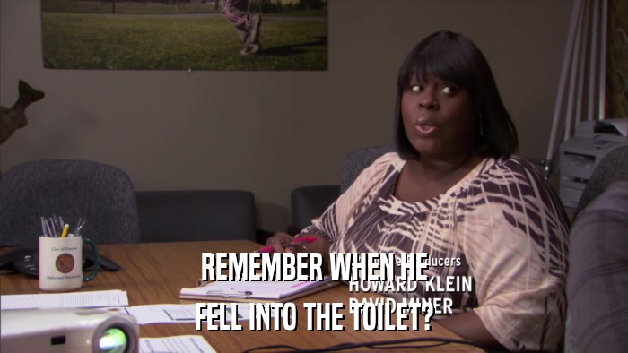 REMEMBER WHEN HE FELL INTO THE TOILET? 