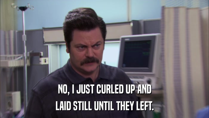 NO, I JUST CURLED UP AND LAID STILL UNTIL THEY LEFT. 