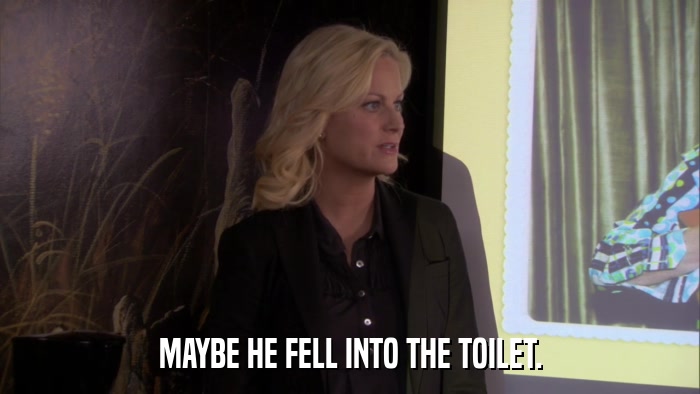 MAYBE HE FELL INTO THE TOILET.  