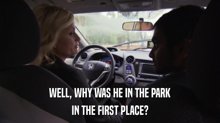 WELL, WHY WAS HE IN THE PARK IN THE FIRST PLACE? 