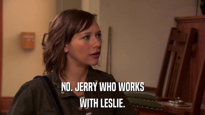 NO. JERRY WHO WORKS WITH LESLIE. 