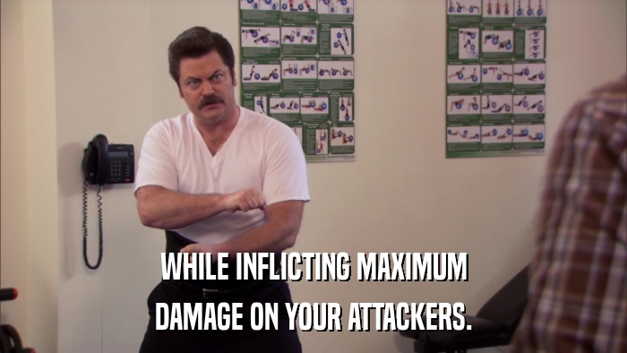 WHILE INFLICTING MAXIMUM DAMAGE ON YOUR ATTACKERS. 