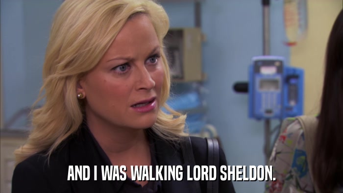 AND I WAS WALKING LORD SHELDON.  