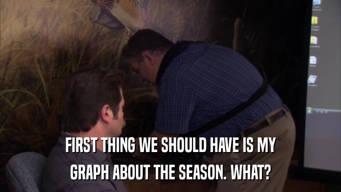FIRST THING WE SHOULD HAVE IS MY GRAPH ABOUT THE SEASON. WHAT? 