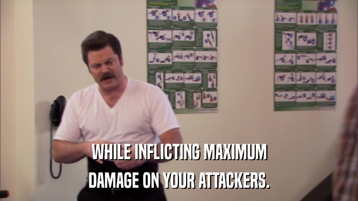 WHILE INFLICTING MAXIMUM DAMAGE ON YOUR ATTACKERS. 
