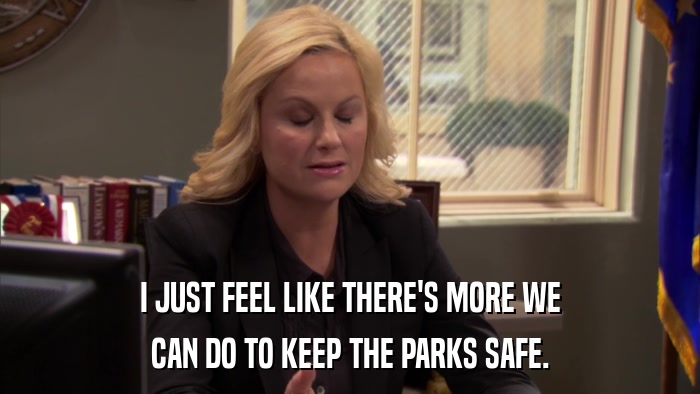 I JUST FEEL LIKE THERE'S MORE WE CAN DO TO KEEP THE PARKS SAFE. 